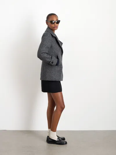 Alex Mill Grace Peacoat In Itallian Twill Double Wool In Charcoal