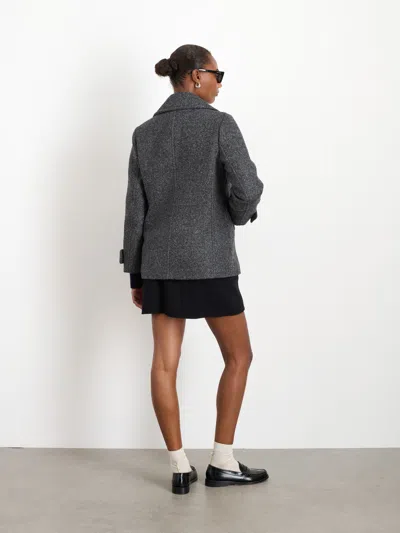 Alex Mill Grace Peacoat In Itallian Twill Double Wool In Charcoal