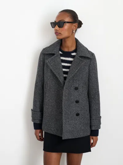 Alex Mill Grace Peacoat In Itallian Twill Double Wool In Charcoal