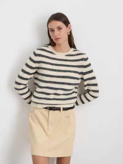 Alex Mill Jaime Striped Merino Wool-blend Sweater In White/ash