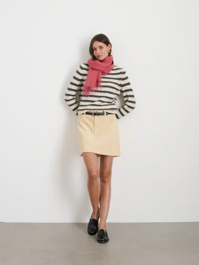 Alex Mill Jaime Striped Merino Wool-blend Sweater In White/ash