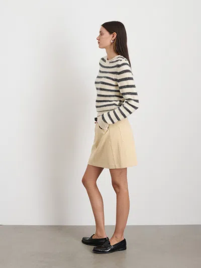 Alex Mill Jaime Striped Merino Wool-blend Sweater In White/ash