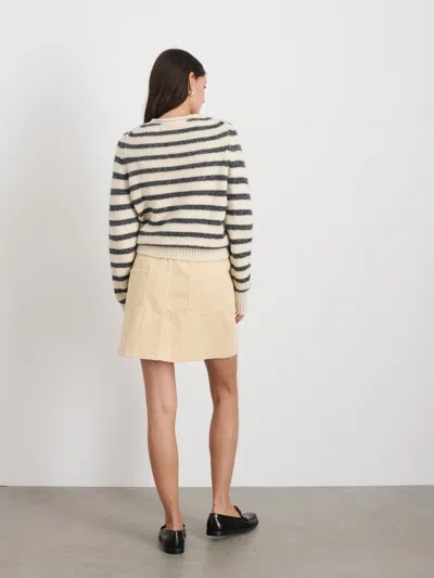 Alex Mill Jaime Striped Merino Wool-blend Sweater In White/ash
