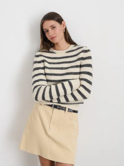 Alex Mill Jaime Striped Merino Wool-blend Sweater In White/ash