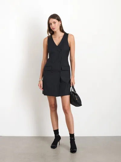 Alex Mill Jane Vest Dress In Wool Blend In Rich Black