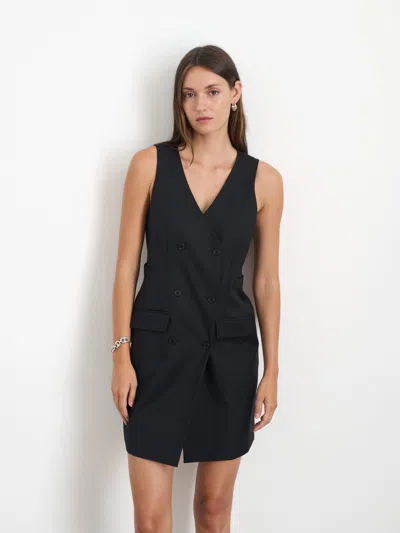 Alex Mill Jane Vest Dress In Wool Blend In Rich Black