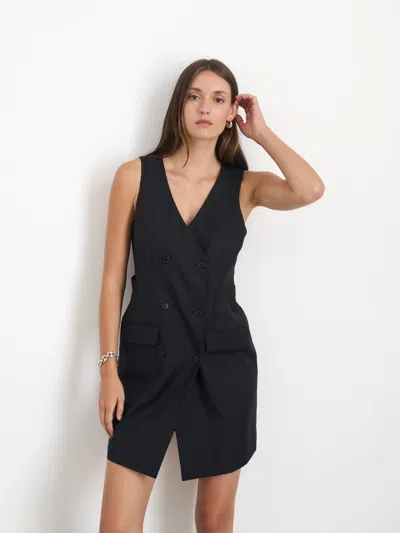 Alex Mill Jane Vest Dress In Wool Blend In Rich Black