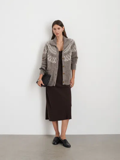Alex Mill Louie Fairisle Cardigan In Taupe