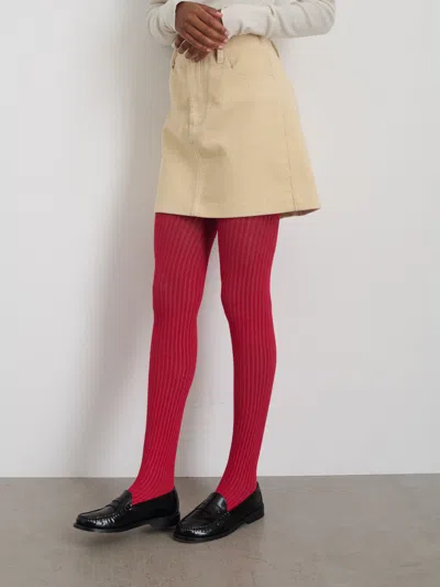 Alex Mill Maria La Rosa Cotton Tights In Red
