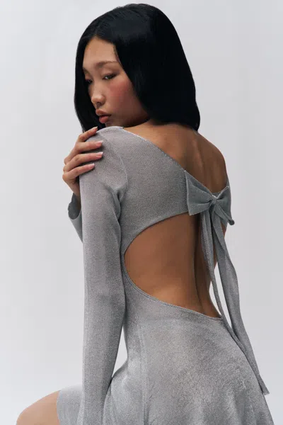 Danielle Guizio Ny Rose Dress In Silver