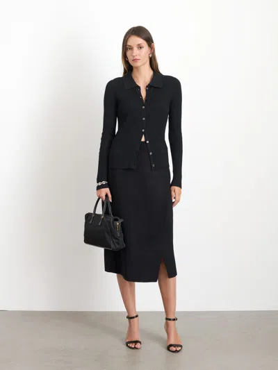 Alex Mill Parker Midi Skirt In Double Face Wool In Rich Black