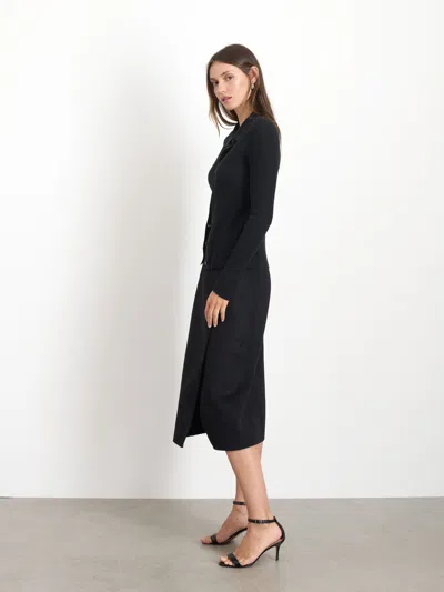 Alex Mill Parker Midi Skirt In Double Face Wool In Rich Black