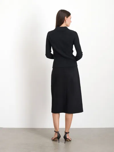 Alex Mill Parker Midi Skirt In Double Face Wool In Rich Black