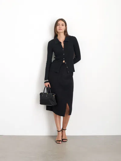 Alex Mill Parker Midi Skirt In Double Face Wool In Rich Black