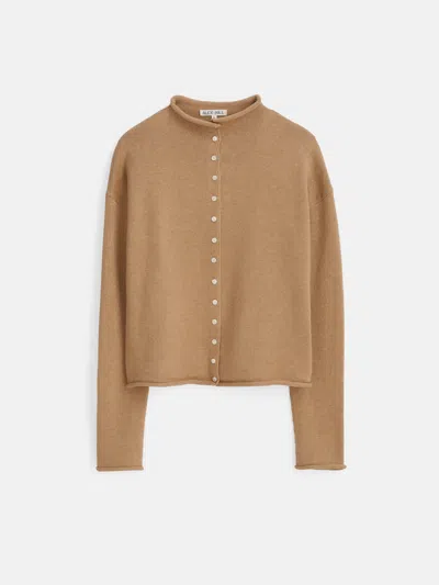 Alex Mill Taylor Rollneck Cardigan In Cotton Cashmere In Camel