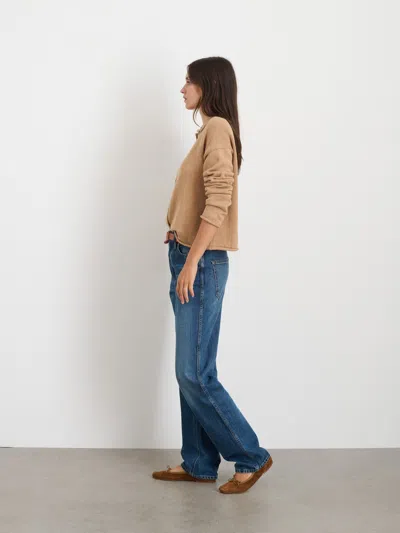 Alex Mill Taylor Rollneck Cardigan In Cotton Cashmere In Camel