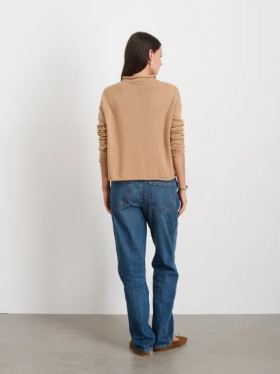 Alex Mill Taylor Rollneck Cardigan In Cotton Cashmere In Camel