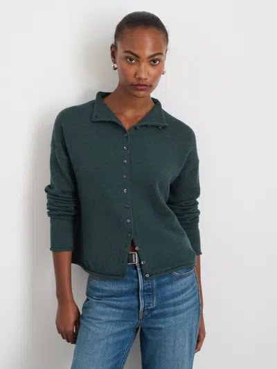 Alex Mill Taylor Rollneck Cardigan In Cotton Cashmere In Moss
