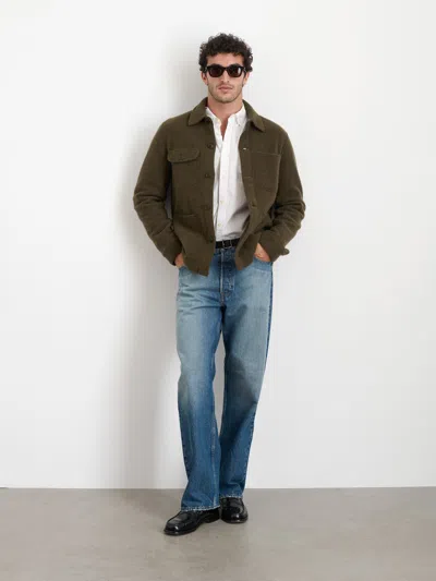 Alex Mill Work Jacket In Boiled Wool In Heather Olive