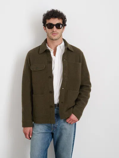 Alex Mill Work Jacket In Boiled Wool In Heather Olive