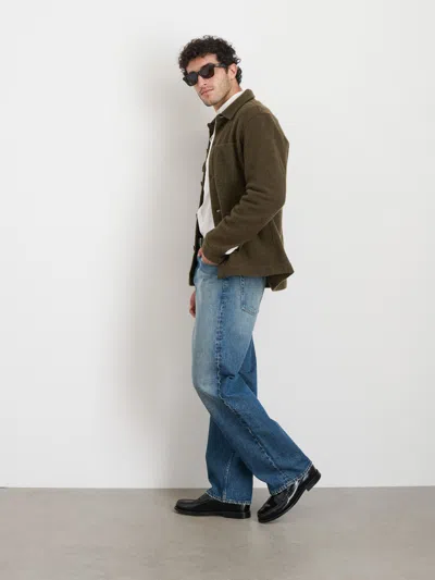 Alex Mill Work Jacket In Boiled Wool In Heather Olive