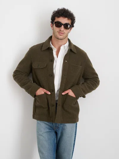 Alex Mill Work Jacket In Boiled Wool In Heather Olive