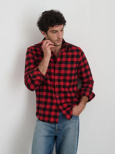 Alex Mill Buffalo Plaid Flannel Work Shirt In Red/black
