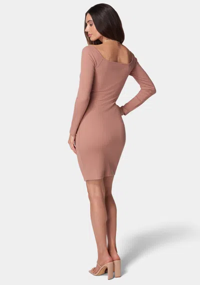Bebe Snap Rib Knit Jersey Dress In Mauve
