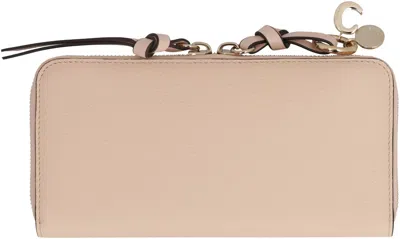 Shop Chloé Alphabet Leather Wallet In Pale Pink