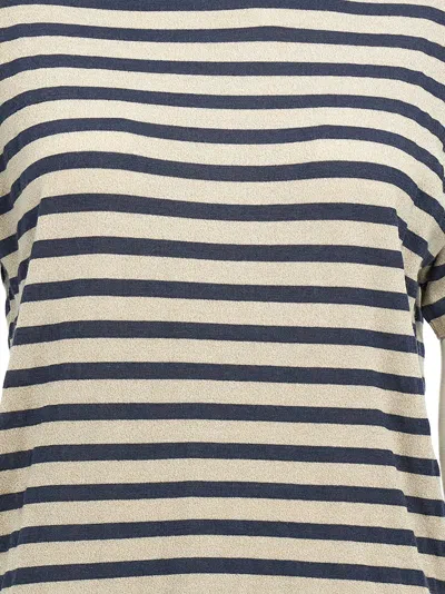 Brunello Cucinelli Sparkling Stripe Turtleneck Sweater In Cashmere And Silk