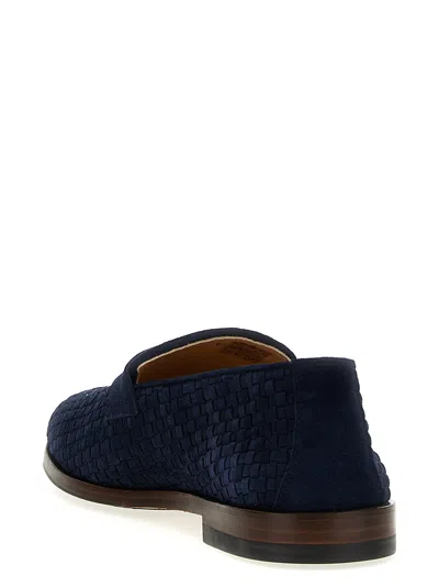 Shop Brunello Cucinelli Woven Suede Loafers