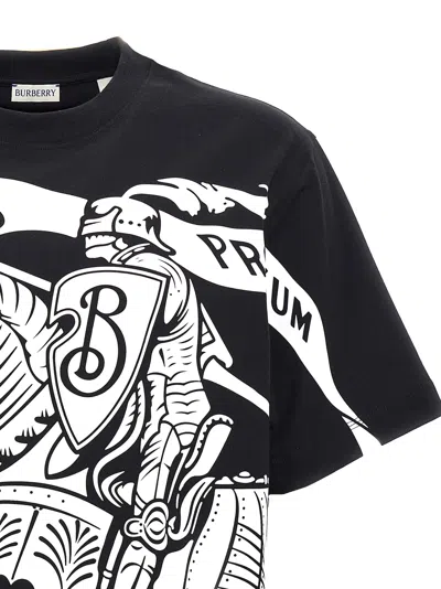 Burberry Black T-shirt With Contrasting Equestrian Knight Print In Cotton Man In Black