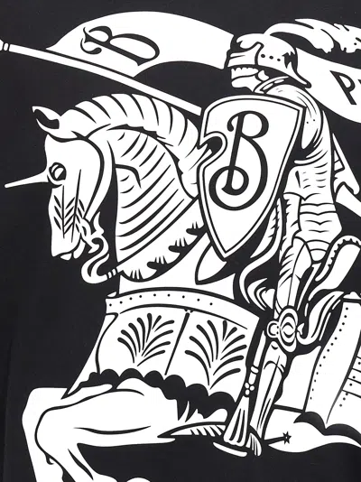 Burberry Black T-shirt With Contrasting Equestrian Knight Print In Cotton Man In Black