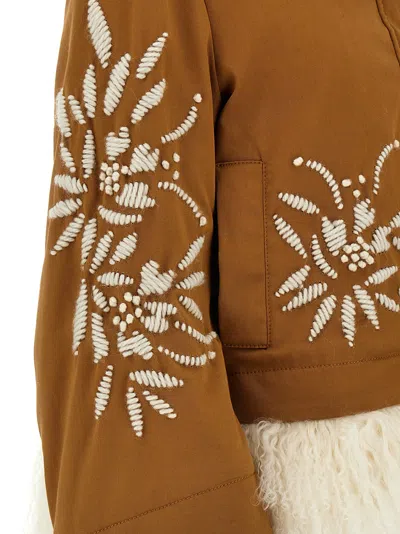 Shop Ermanno Scervino Fur Embroidery Parka