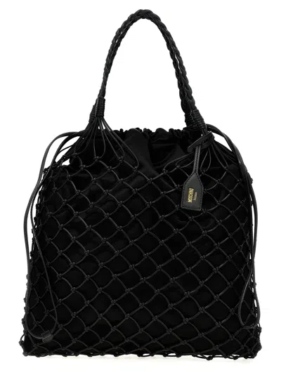 Moschino Women Woven Nappa Leather Shopping Bag In Black