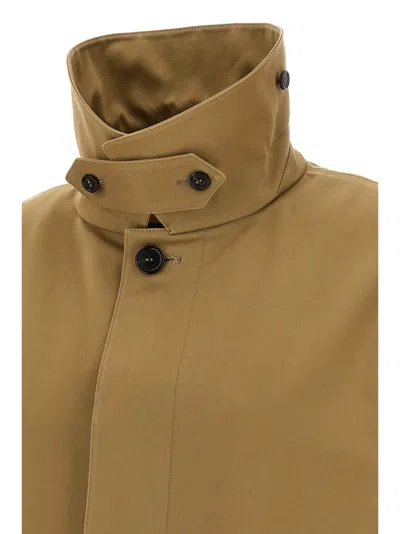 Saint Laurent Men's Mac Gabardine Coat In Brown