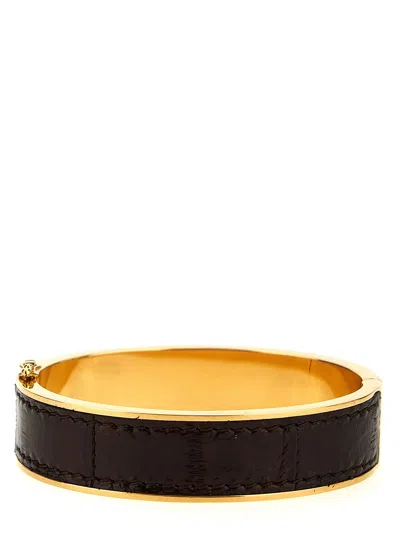 Saint Laurent 'ysl' Leather Inlay Bracelet