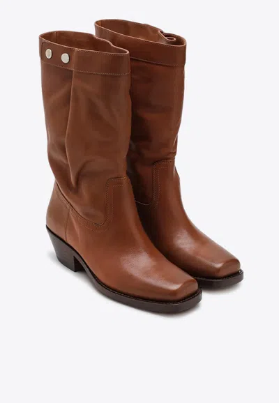 Isabel Marant Draped Ankle Boots Block Heel In Brown