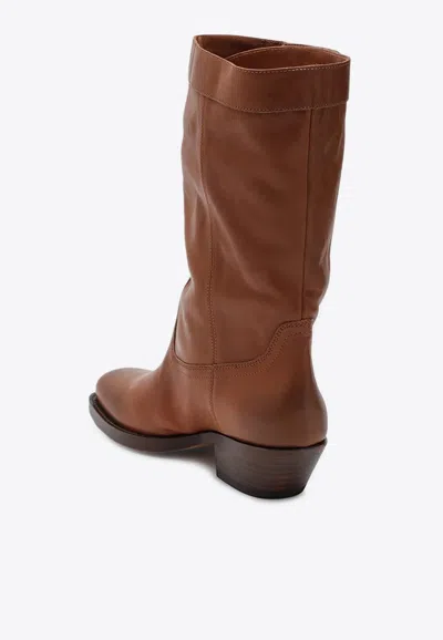 Isabel Marant Draped Ankle Boots Block Heel In Brown
