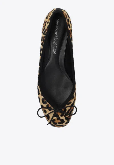 Alexander Mcqueen Printed Calf-hair Armadillo Ballerinas In Brown