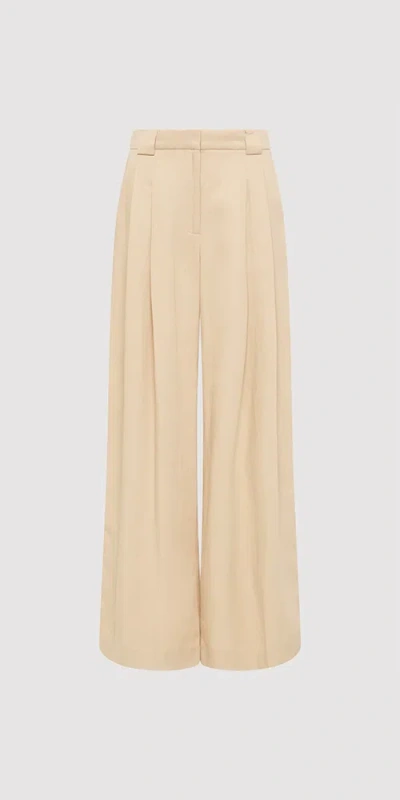 St Agni Wide Leg Pleat Pants Dune