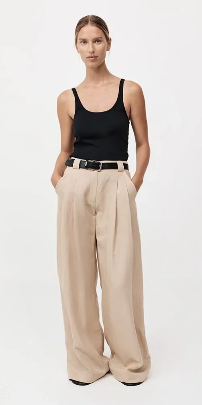 St Agni Wide Leg Pleat Pants Dune