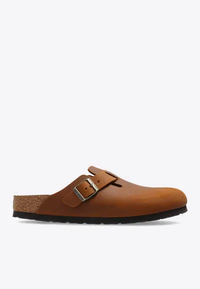 Birkenstock Boston Oiled Leather Mules In Brown