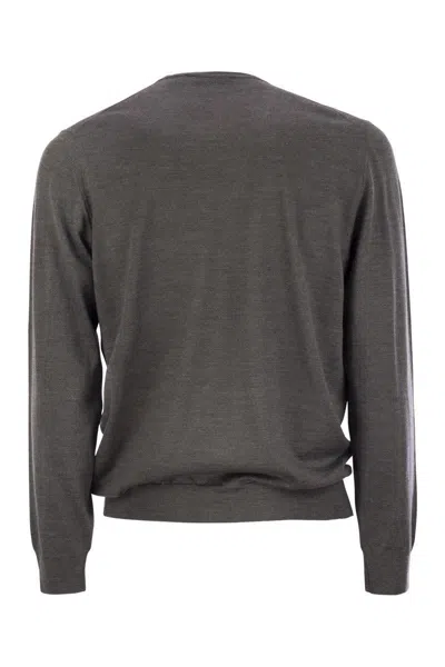 Fedeli Crew-neck Sweater In Virgin Wool In Black