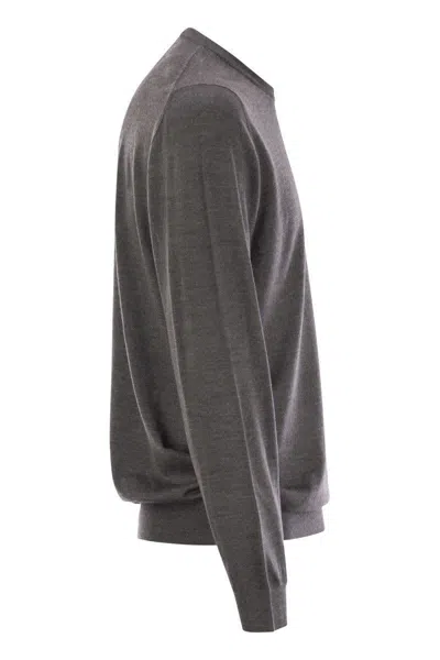 Fedeli Crew-neck Sweater In Virgin Wool In Black