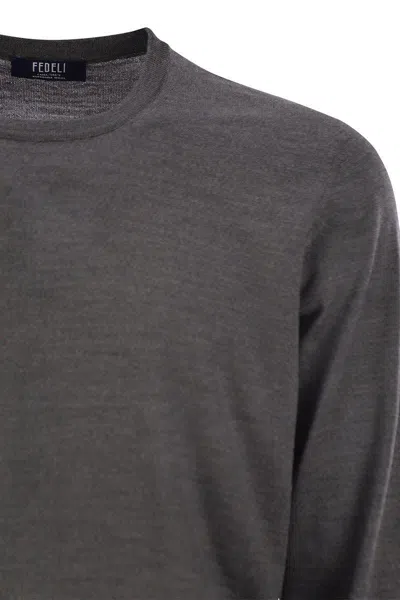 Fedeli Crew-neck Sweater In Virgin Wool In Black