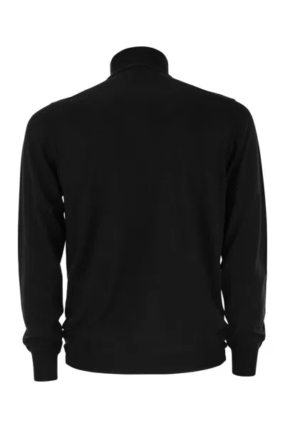 Fedeli Favonio - Virgin Wool Sweater With Full Zipper In Black