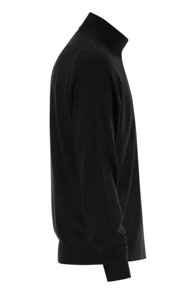 Fedeli Favonio - Virgin Wool Sweater With Full Zipper In Black