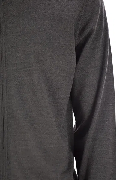 Fedeli Favonio - Virgin Wool Sweater With Full Zipper In Grey