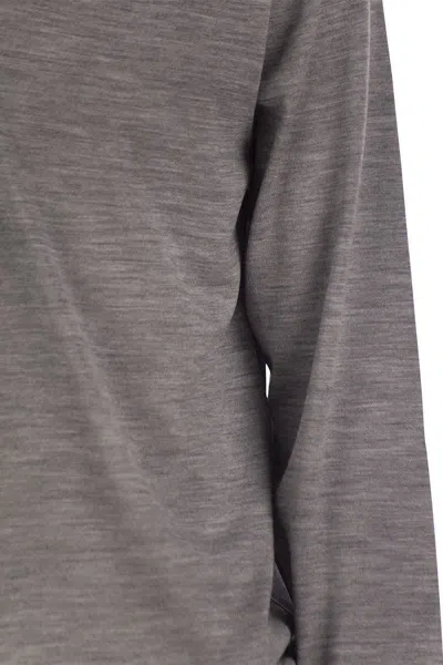 Fedeli Three-button Virgin Wool Polo Shirt In Grey